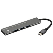 OHM OM Electric USB Hub 3 포트 MicroSD 카드 리더 USBTYPE-C 커넥터 PC-SH3PC08-H 01-3976 알루미늄, 상품명참조