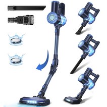 PRETTYCARE 무선 진공청소기 20KPa의 강력한 흡입력을 가진 스틱형 진공청소기, W400, W400-Blue