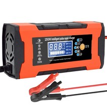 스포티지 소나타 그랜저 자동차 베터리 12V/24V 10A 오토바이 및 전기 자동차 배터리 충전기 터치 키 AGM, 01 Orange EU Plug