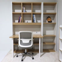 룸메이커 전면책상세트 책장 집중력 학습 책상 책장 세트, 1200전면책장 화이트 책상세트