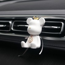 지엠지 베어브릭 차량용 석고방향제 크롬 디퓨저 차방향제, 화이트 베어, 클린웜코튼 5ml, 1세트