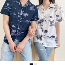 여름셔츠 20대커플룩 여름블라우스 커플남방 반팔블라우스 반팔셔츠 커플셔츠 하와이안셔츠 린넨셔츠 30, 화이트