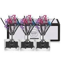 일라토스 플라워 디퓨저 200ml 3P + 섬유스틱 15P + 생화 3P 세트, 머스크 플라워 향