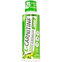 다이어트 영양제 뉴트리키 L-CARNITINE 액체 3000mg 지방 버너 에너지/대사 촉진제 16온스, Green Apple Pucker