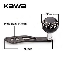 Kawa 새로운 낚시 릴 핸들 합금 소재 휠 로커 길이 90mm 구멍 크기 8*5mm Abu 및 Daiwa 용 슈트, 손잡이 30mm