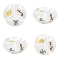 중 멜라민 3칸나눔접시 반찬접시 3구접시 원형나눔접시 마른안주접시