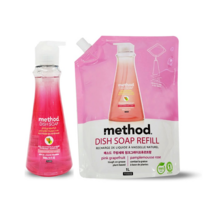 메소드 디쉬 솝 주방세제 핑크 그레이프후르트 본품 532ml*1개 + 리필 1000ml*1개, 용기 532ml + 리필1000ml