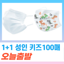 1+1 일회용 비말차단 덴탈 약국 여름용 부직포 나노 방역 보건 3중필터 패션 컬러 소형 성인 마스크 100장, 아동 화이트 50매+아동 화이트 50매