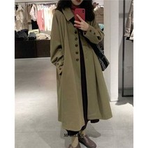 트렌치 코트 오버핏 여성 긴팔 루즈핏 롱