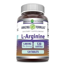 Amazing Formulas L아르기닌 1000mg 120정 보충제 | 여성 및 남성용 의 아미노산 GMO 프리 글루텐 미국 제조 USA, 120 Count (Pack of 1)