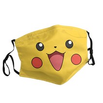 Pikachu 성인용 인쇄 마스크 일본 만화 영화 방진 빨 조절 가능