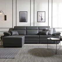 [삼익가구]코모도 천연소가죽 4인용 소파(일반형 스툴포함), 그레이