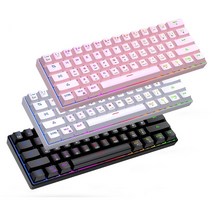 61 키 기계식 키보드 USB 유선 블루투스 LED 백라이트 축 PBT 기계식 키보드 태블릿 데스크탑용 광학 스위치, Blue switch, pink