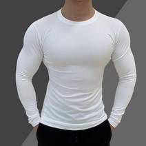 가성비전기자전거 전기전동자전거 남성용 압박 티셔츠 타이트 러닝 조깅 운동 스포츠웨어 긴 소매 러쉬, 08 B-White, 05 2XL Fit ( 84-92 Kg )