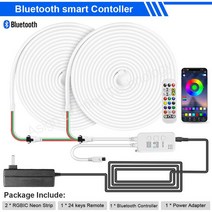 네온플렉스 Tuya-스마트 LED 네온 라이트 12V RGBIC Dreamcolor WS2811 방수 유연한 밝기 조절 스트립 테이프 WiFi BT 원격 제어, [02] Remote 2 reel, [02] US Adapter, [04] 4m per reel