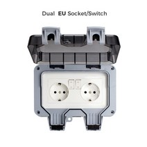 USB 확장 충전기 더블 포트콘센트 Avoir 146 타입 방수 소켓 EU 표준 야외 플러그 16A 방진 외부 전원 콘센트 충전 포트 포함, 3.EU switch socket