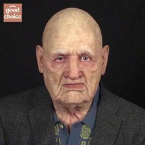 마스크 가면 노인 할아버지 분장 대머리, 입이 비뚤어진 할아버지 대머리.