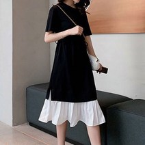 얇은 레이어드 스타일 원피스 허리 스트링 여대생