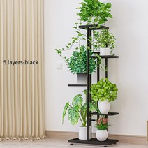 화분선반 진열대 정리대 화분다이 6/7/8 레이어 꽃 스탠드 랙 선반 철 공장 홀더 홈 정원 꽃 냄비 주최자, 04 5layers-black