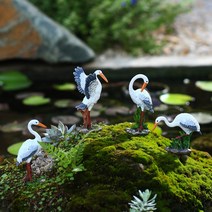 마당 꾸미기 동물 소품 정원 카페 장식 조형 목가적 인 마이크로 풍경 장식 장식품 시뮬레이션 백로 동물 크레인 정원 안뜰 분재 물고기 연못 조경 공예품, 백로 머리 아래로올려