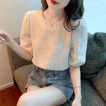 모던 심플 라운드 블라우스 아이버리아 A31 B500I753