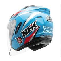 NHK R1 오토바이 오픈페이스 헬멧 그래픽 솔리드 바이크 하이바, 에스텔라 갈라시아 블루 도프트, XL