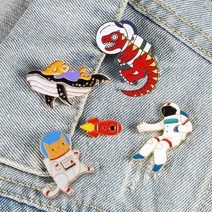 고래뱃지 고래 와펜 우영우 우주 브로치 우주 비행사 로켓 공간 귀여운 동물 공룡 고양이 에나멜 핀 셔츠 칼라 라벨 핀 재미 있은 배지 보석 19