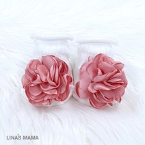 리나스마마 [출산선물] 엔틱핑크꽃 오가닉 아이보리 아기양말