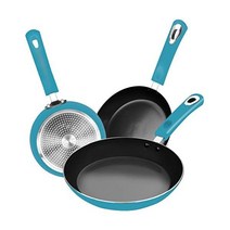 정품 Utopia 주방 붙지 않는 프라이팬 세트 - 인덕션 바닥 3개 8인치 9.5인치 11인치(회색-검정색), Turquoise-Black