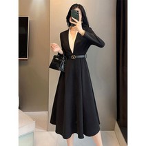 블랙앤화이트 원피스 정장 브이넥 하객룩 오피스룩 결혼식 돌잔치 면접 세련된 날씬해보이는