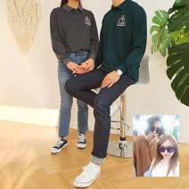 커스텀 드로잉자수 커플긴팔카라티 베이직 남녀공용 주문제작
