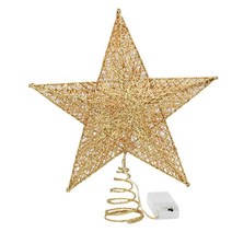 GHSHOP WJSHOP LED 크리스마스 트리 꼭대기 오각별 장식 소품(실버/골드/샴페인 골드/로즈 골드)(20cm/25cm), 철, 25cm 샴페인 골드