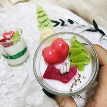[제이쥬] 크리스마스초 하트트리 캔들 /소이캔들 오브제 인테리어소품 필라캔들 향초 아로마캔들 성탄절선물 연말선물 소이캔들 홈카페 캔들선물 방향제, 투명비닐백, 라튤립