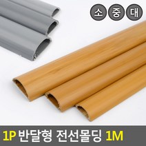 골든트리 반달형 전선몰딩 1M 전선보호커버 쫄대 전선몰딩 전선정리 덮개, 회색 - 대 (50mm x 1M)