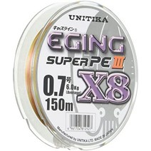유니티카(unitika) pe 라인 캐스 라인 에깅슈퍼 peiii x8 150m 8개 3색 분할, 0.7 사이즈  6kg