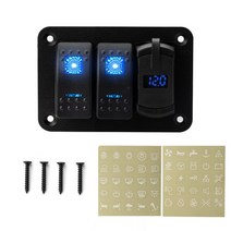 전압계 4.2A 듀얼 USB 로커 스타일 고속 충전기 2 3 4 5 6 8 갱 LED 스위치 패널 자동차 해양 보트 방수, 6 Gang Blue, 02 3 Gang Blue