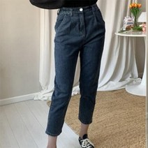 바보사랑 여자 플리츠 키작녀 맘진 레트로 허리밴딩 청바지.옷자락(무료배송)