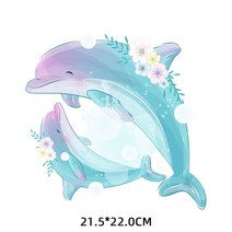 패션 물고기 아이언 패치 DIY 열전달 의류 티셔츠 열전사 스티커 장식 인쇄 여성, 12 2032