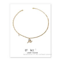 황동 도금 18K 진금/천연 진주 일한인스풍 원형 지르코늄 불규칙 펜던트 목걸이