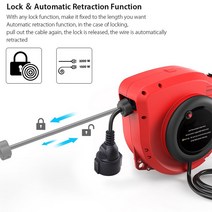 소형전동릴 빙어 전동 릴 갈치 방어 중고Meterk 50FT 120V 1500W 개폐식 코드 릴 벽 장착형 자동 후퇴 호스, 02 EU Plug