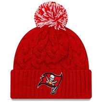 New Era 여성용 NFL 공식 코지 케이블 니트 커프 폼 비니 모자 애리조나 카디널스 레드, One Size, Tampa Bay Buccaneers Red