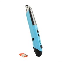 펜마우스인체 공학적 무선 마우스 USB 광학 1600 인치 당 점 침묵 연필 미니 PPT 포인터 펜 레이저 PC 노트, 03 Blue, 한개옵션1
