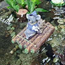 플로팅 뗏목 생쥐 / 정원 수반 미니 연못 장식 인형 소품
