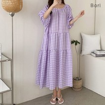 보리맘 제리 체크 빅사이즈 원피스 만삭 여름 시원한 맘룩