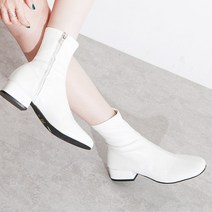 시아슈즈 심플 발목 가죽 스판 통굽 여성 앵클부츠 3cm 2컬러