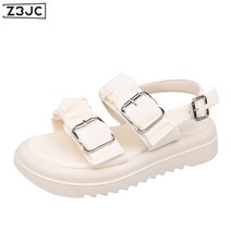Z3JC 여성 키높이 캐주얼 로마 가죽 오픈토 비치 슈즈 스포츠 샌들