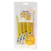 미라클 캣쮸 (13g X 5개) 6종 소고기 치킨 참치 도미 연어 고양이간식, 1개, 연어+치킨