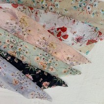 나염 폴리원단 플라워패턴 커튼 원단 의류원단 소품만들기 꽃무늬원단 패브릭원단 홈패브릭 6종, 레드, 쉬폰