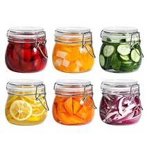 ComSaf Airtight Glass Canister Set of 6 with Lids 17oz Food Storage Jar Round - Storage Container wi, 1, Clear 17oz Round - 6 Sets