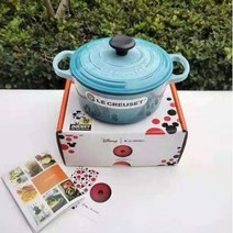 Lecreuset [르쿠르제] 18cm 무쇠 양수 냄비 미키 콜라보 집들이 선물 5종, 블루